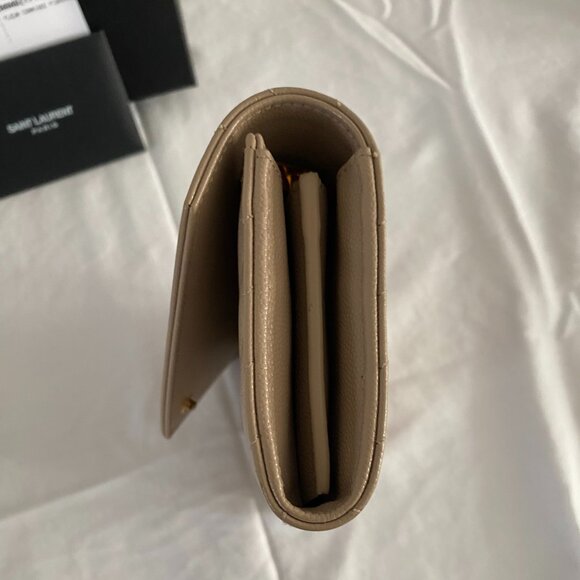 YSL Portefeuille Femme CASSANDRE MATELASSÉ LARGE FLAP (174Y) Wallet - Dark Beige - Picture 7 of 8